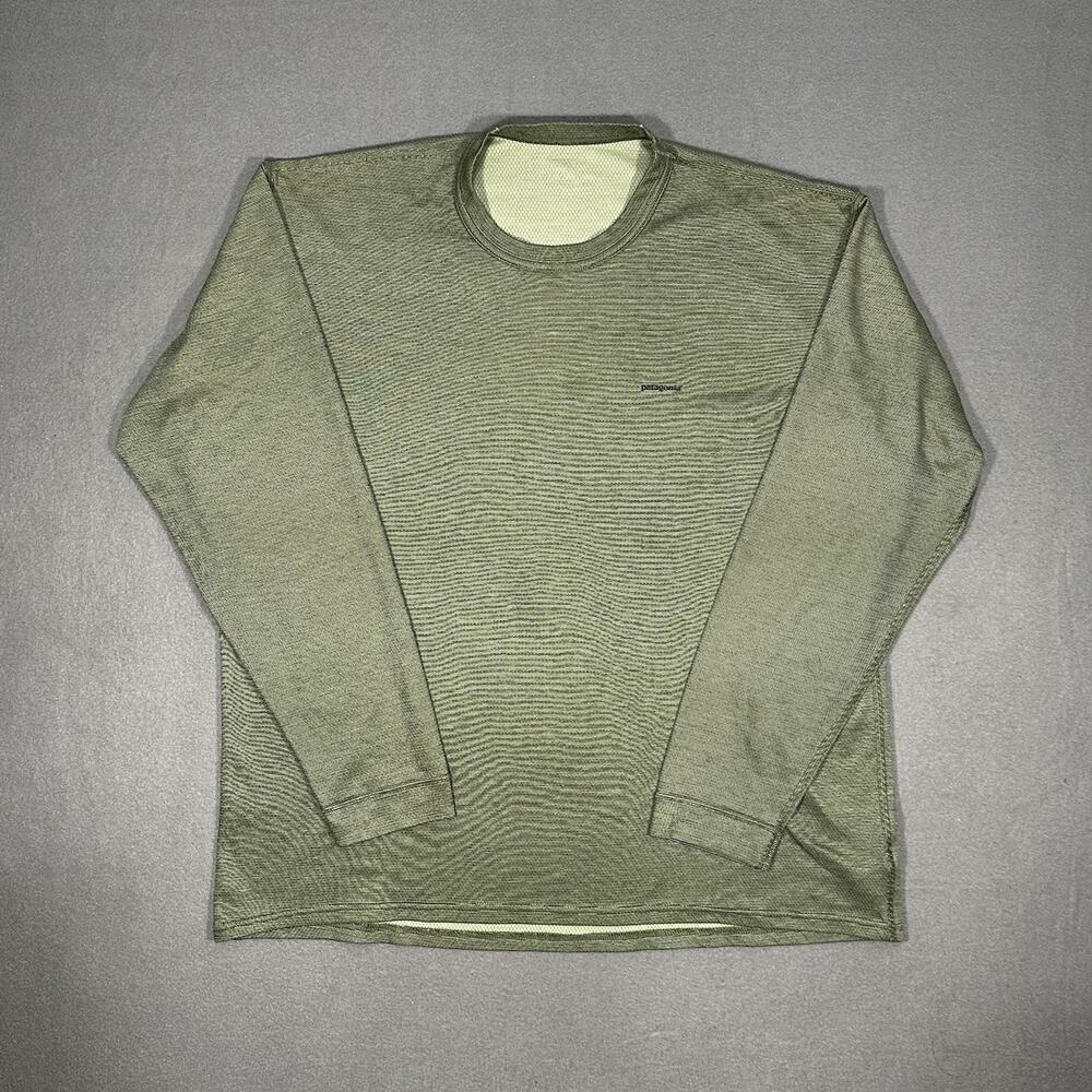 Patagonia Capilene USA Made Long Sleeve Base Layer Shirt L Olive Green
